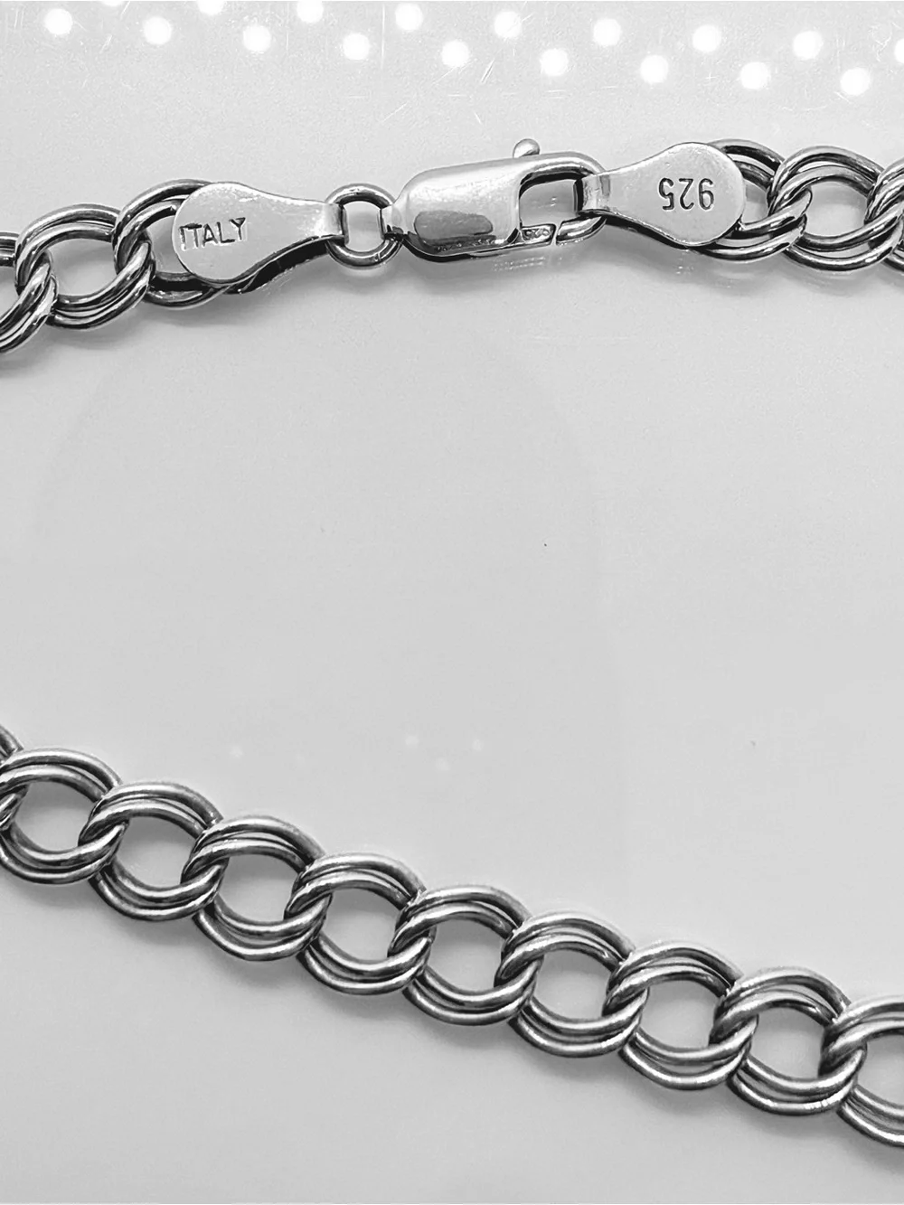 Stylish Italian 925 Sterling Silver Double Curb Link Chain Bracelet!